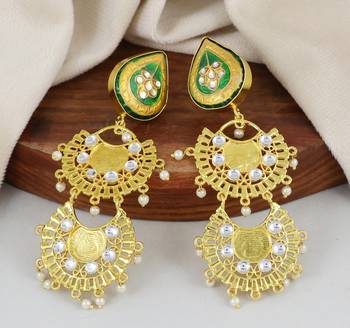 Gold finish meena statement earrings 1