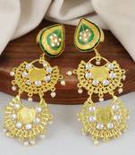 Gold finish meena statement earrings