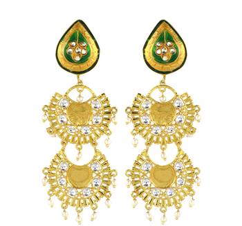 Gold finish meena statement earrings 2