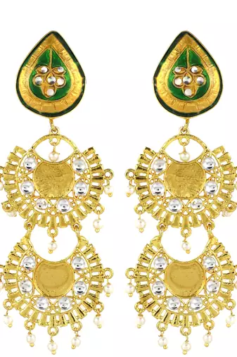 Gold finish meena statement earrings