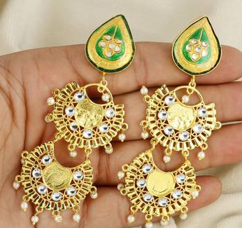 Gold finish meena statement earrings 3