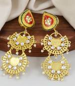 Gold finish meena dangle earrings