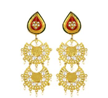 Gold finish meena dangle earrings 2