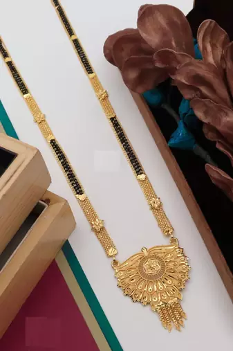 Traditional  gold plated mangalsutra with earring
