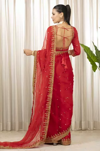 Laal andaaz saree set