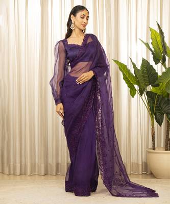 Purple nyra saree set 1