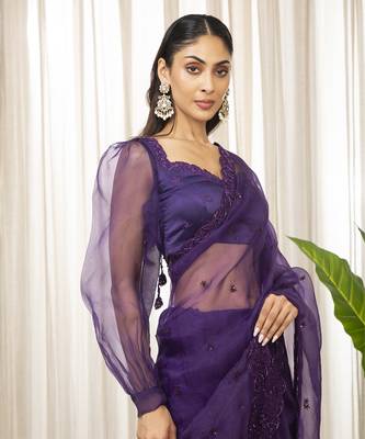 Purple nyra saree set 2