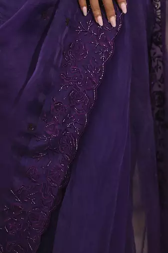 Purple nyra saree set