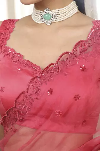 Pink nyra saree set
