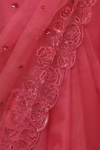 Pink nyra saree set