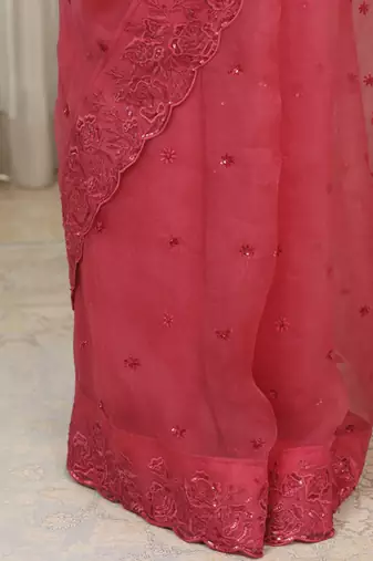 Pink nyra saree set