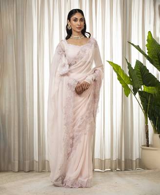 Pink nikaza saree set 1