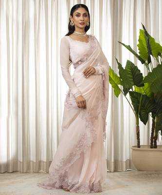 Pink nikaza saree set 2