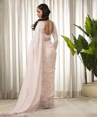 Pink nikaza saree set 4