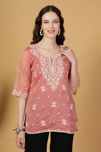 rust organza top