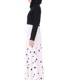 Black Crepe Printed Polka Dot Abaya Dress