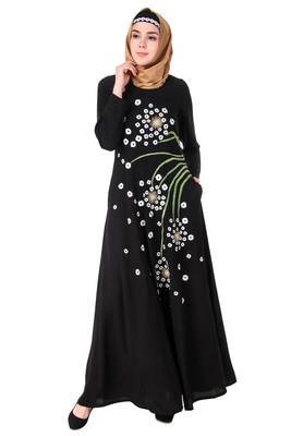 Abstract floral design anarkali abaya 1