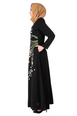 Abstract floral design anarkali abaya 2