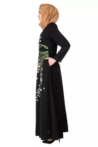 Abstract floral design anarkali abaya
