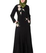 Floral embroidery nida flared abaya