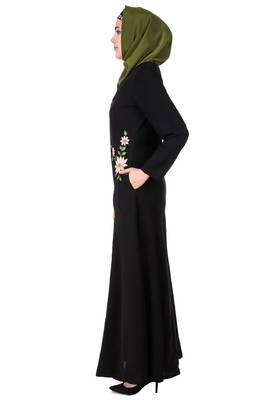 Floral embroidery nida flared abaya 3