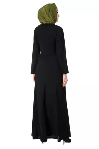 Floral embroidery nida flared abaya