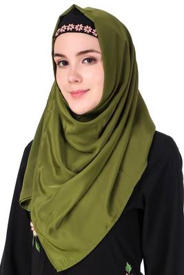 Floral embroidery nida flared abaya 5