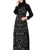 Front floral embroidered a-line abaya