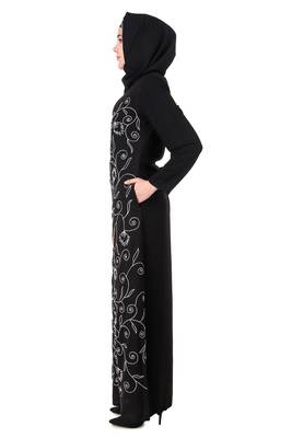 Front floral embroidered a-line abaya 2