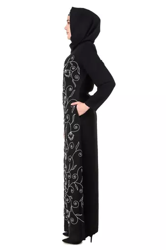 Front floral embroidered a-line abaya
