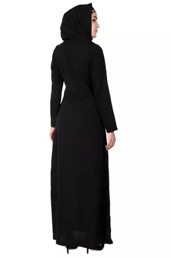 Front floral embroidered a-line abaya