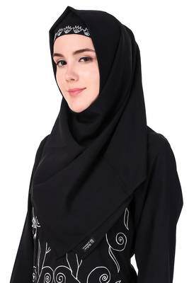 Front floral embroidered a-line abaya 5