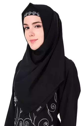 Front floral embroidered a-line abaya
