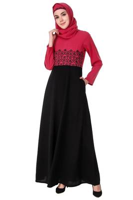 Floral embroidered dual colour anarkali abaya 1