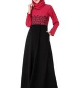 Floral embroidered dual colour anarkali abaya