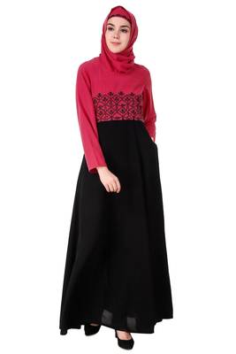 Floral embroidered dual colour anarkali abaya 2