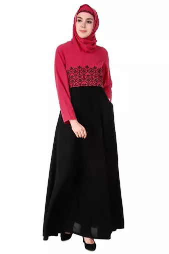 Floral embroidered dual colour anarkali abaya
