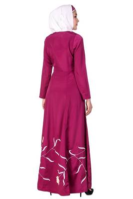 Embroidered flower stems anarkali abaya 3