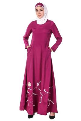 Embroidered flower stems anarkali abaya 1