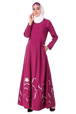 Embroidered flower stems anarkali abaya 5