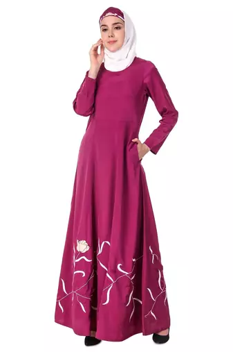 Embroidered flower stems anarkali abaya