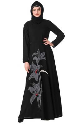 Floral patch work anarkali abaya 3