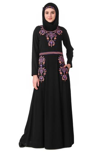 Intricate floral hand embroidered anarkali abaya