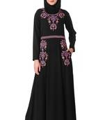 Intricate floral hand embroidered anarkali abaya