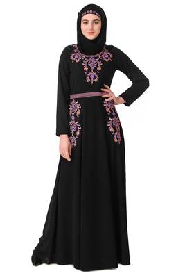 Intricate floral hand embroidered anarkali abaya 2