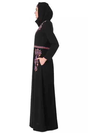 Intricate floral hand embroidered anarkali abaya