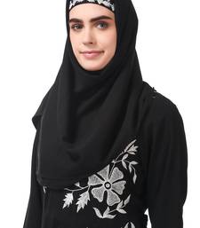 Contrast embroidery heavily flared abaya