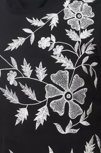 Contrast embroidery heavily flared abaya
