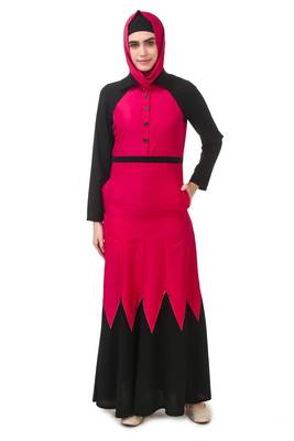 Scalloped dual color abaya 1