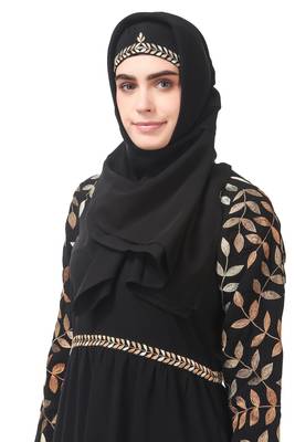 Metallic leaf embellished nida abaya 2